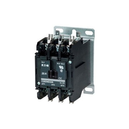 Eaton Cutler-Hammer Definite Purpose Contactor, 24V AC, 2 P, Non-Reversing, Quick Connect & Screw C25DND225T